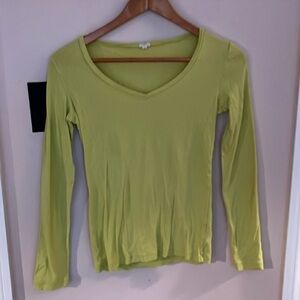 J Crew chartreuse v neck tee